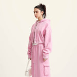 Women's Double Slider Zip Crop Hoodie-INNBLAC Fashion Apparel