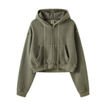 Women's Double Slider Zip Crop Hoodie-INNBLAC Fashion Apparel