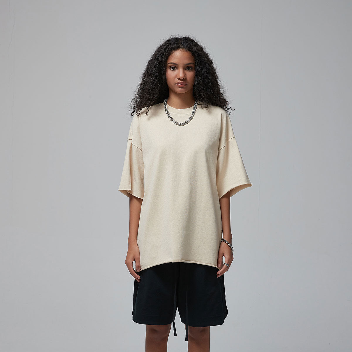 Women's Raw Edge 100 Cotton T Shirt 9oz-INNBLAC Fashion Apparel