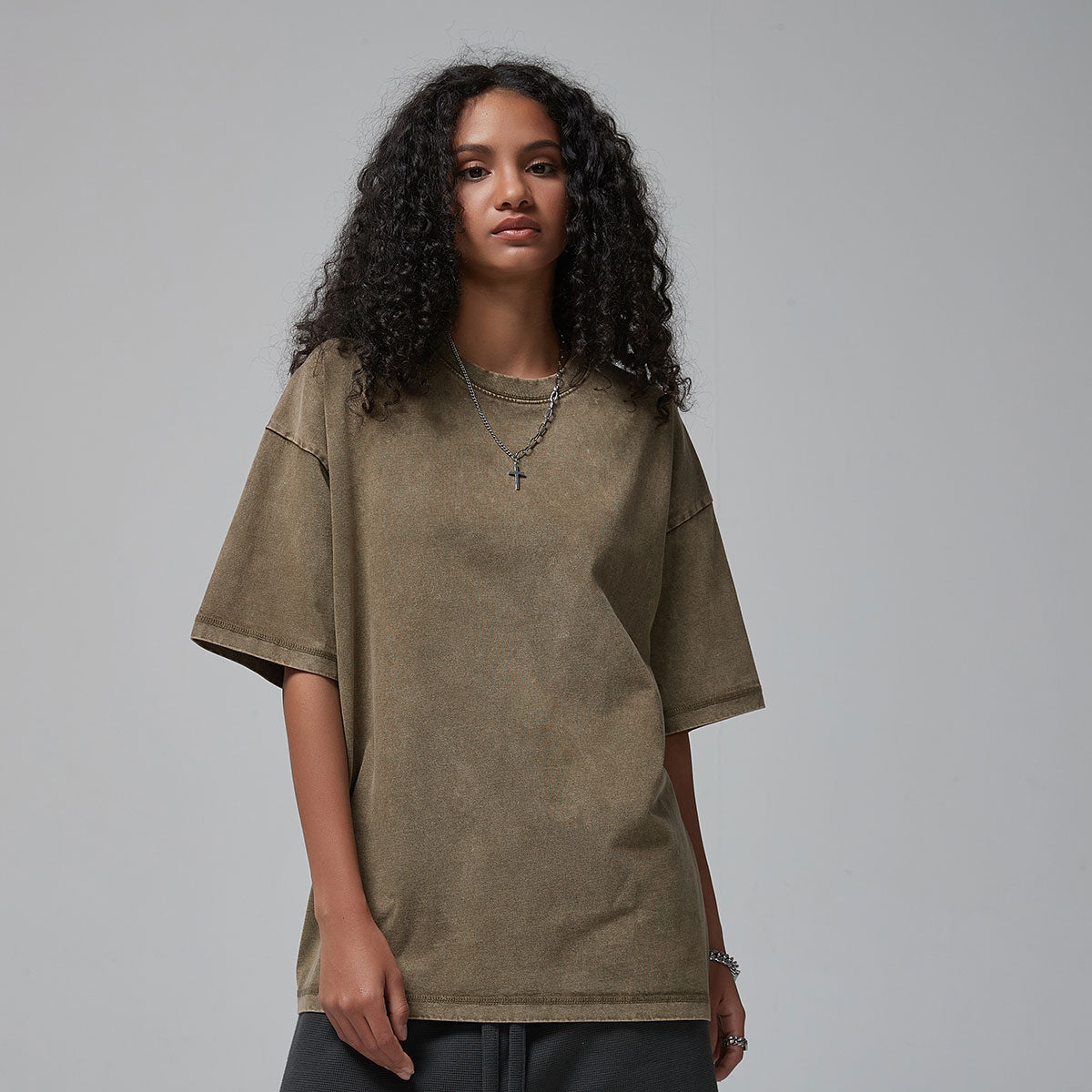 Women's Stone Wash Boxy T Shirt 8oz Distressed T shirt - INNBLAC