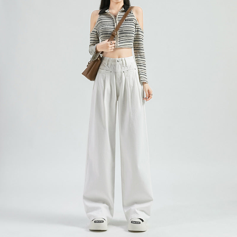 Women's Straight Leg Wrinkle Jeans-INNBLAC Fashion Apparel
