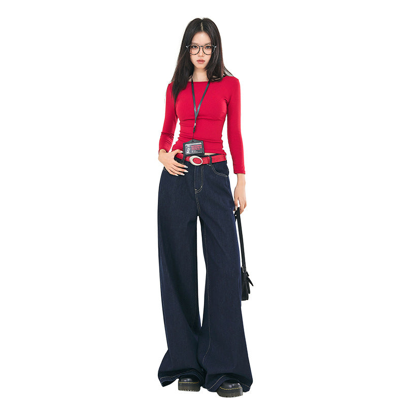 Women's Wid Leg Mopping Jeans-INNBLAC Fashion Apparel