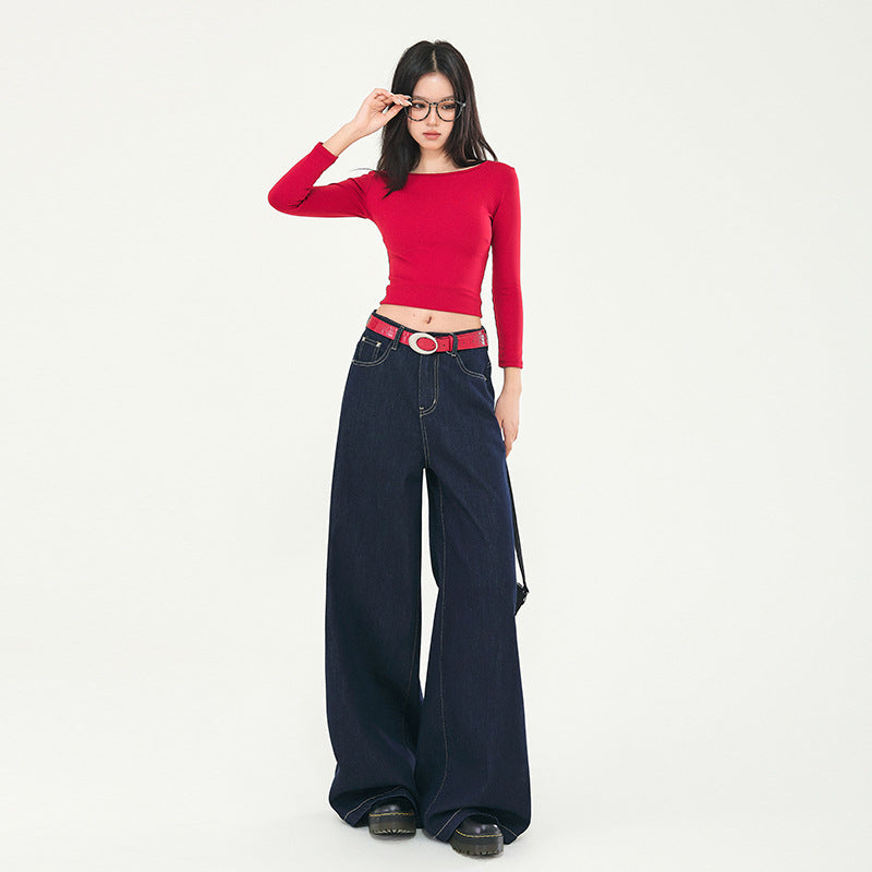 Women's Wid Leg Mopping Jeans-INNBLAC Fashion Apparel