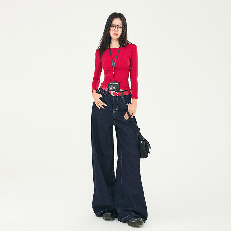 Women's Wid Leg Mopping Jeans-INNBLAC Fashion Apparel