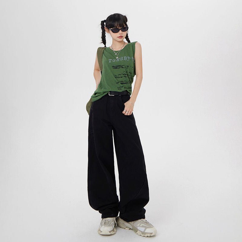 Women's Wide Leg Black Jeans-INNBLAC Fashion Apparel