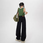 Women's Wide Leg Black Jeans-INNBLAC Fashion Apparel
