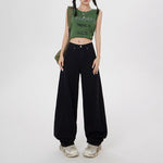 Women's Wide Leg Black Jeans-INNBLAC Fashion Apparel