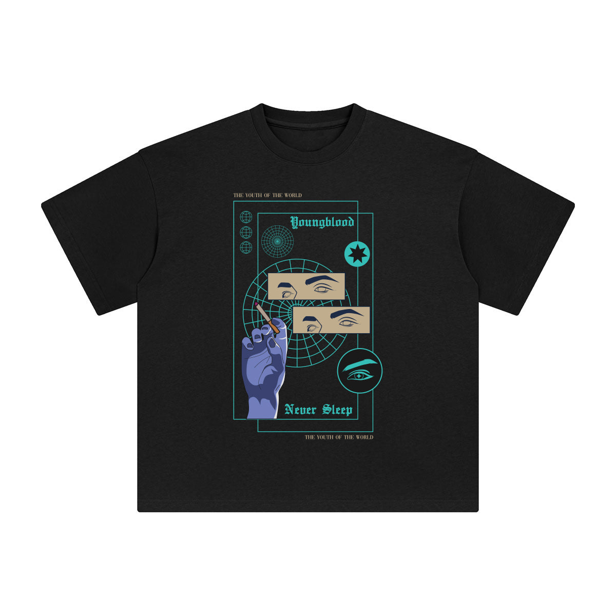 Young Blood Never Sleep Abstract Graphic Tee-INNBLAC Fashion Apparel