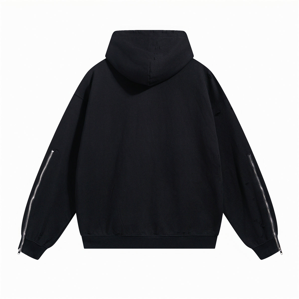 Zip Up Sleeves Destructive Hoodie-INNBLAC Fashion Apparel