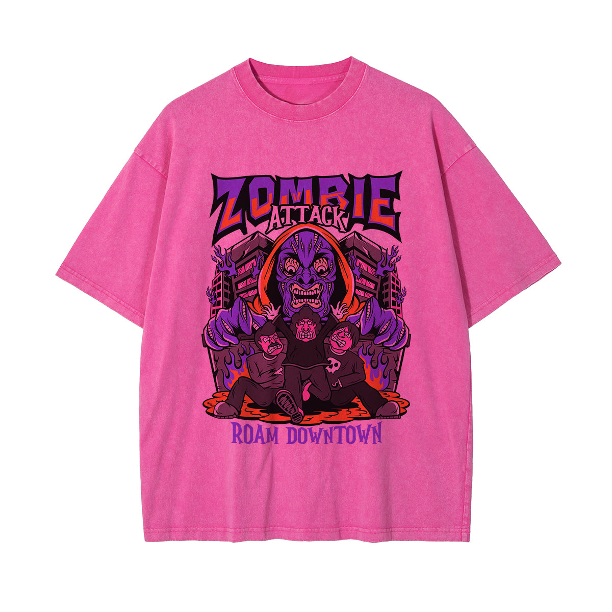 Zombie Attack Graphic Washed Tee-INNBLAC Fashion Apparel