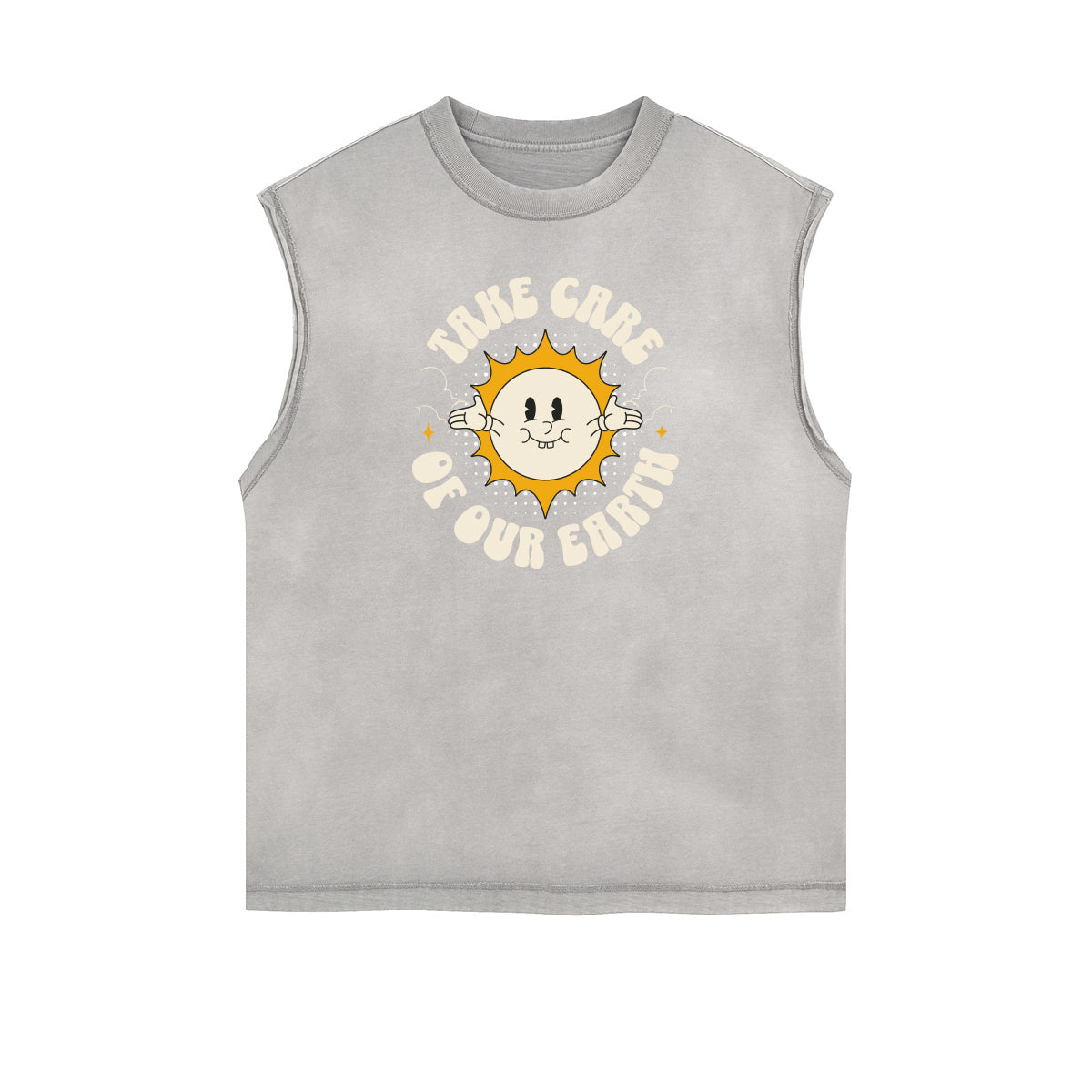 Camiseta sin mangas con estampado desgastado de vacaciones de verano