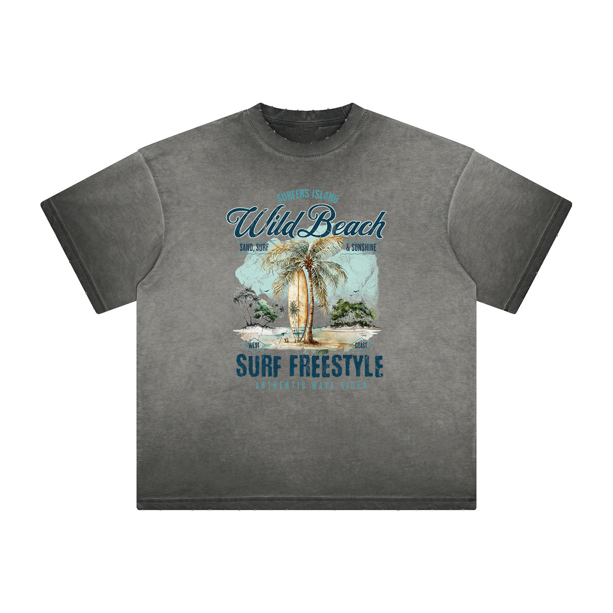 Camiseta con estampado de vacaciones de verano de peso pesado