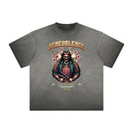 Camiseta con gráfico de flores descoloridas y gruesas