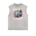 Distressed Sleeveless Blossom Graphic Tee