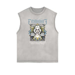 Distressed Sleeveless Blossom Graphic Tee