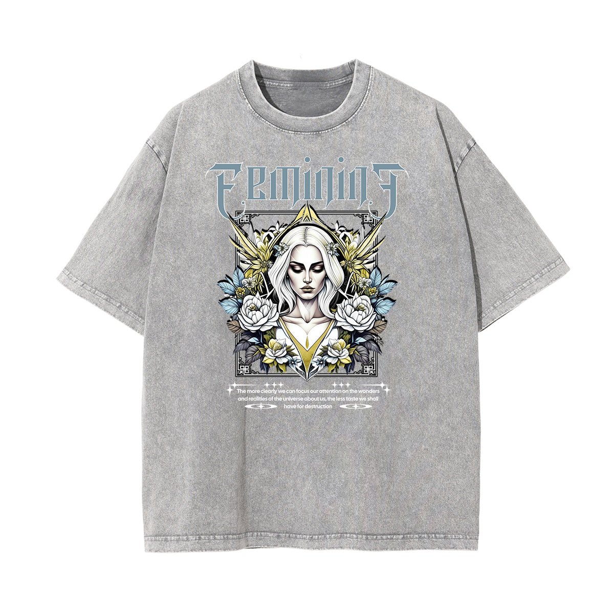Camiseta con estampado de flores de algodón lavado