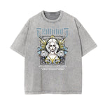 Camiseta con estampado de flores de algodón lavado