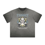Camiseta con gráfico de flores descoloridas y gruesas