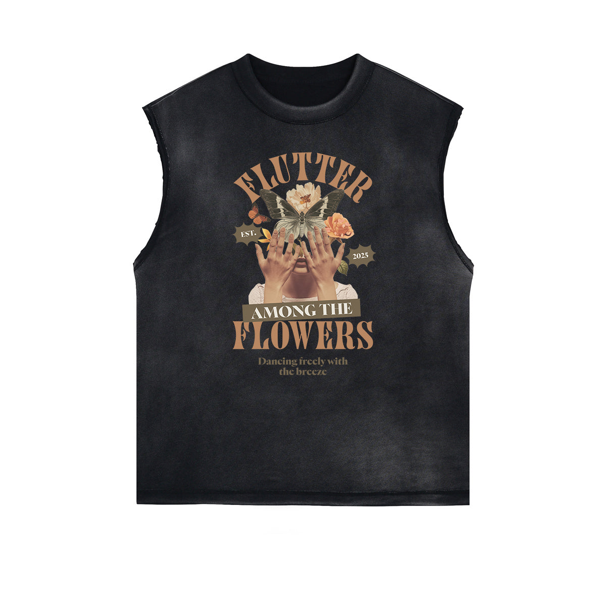 Frayed Edge Blossom Graphic Muscle Tank