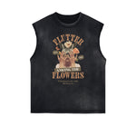 Frayed Edge Blossom Graphic Muscle Tank