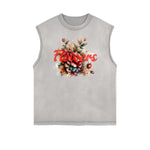 Distressed Sleeveless Blossom Graphic Tee