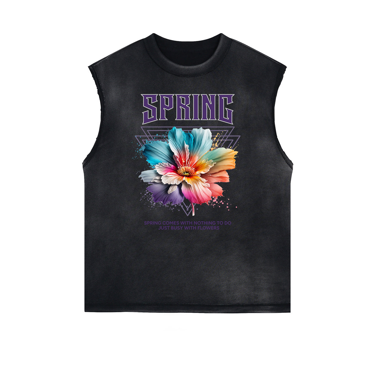 Frayed Edge Blossom Graphic Muscle Tank