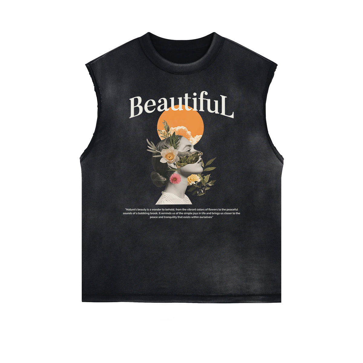 Frayed Edge Blossom Graphic Muscle Tank