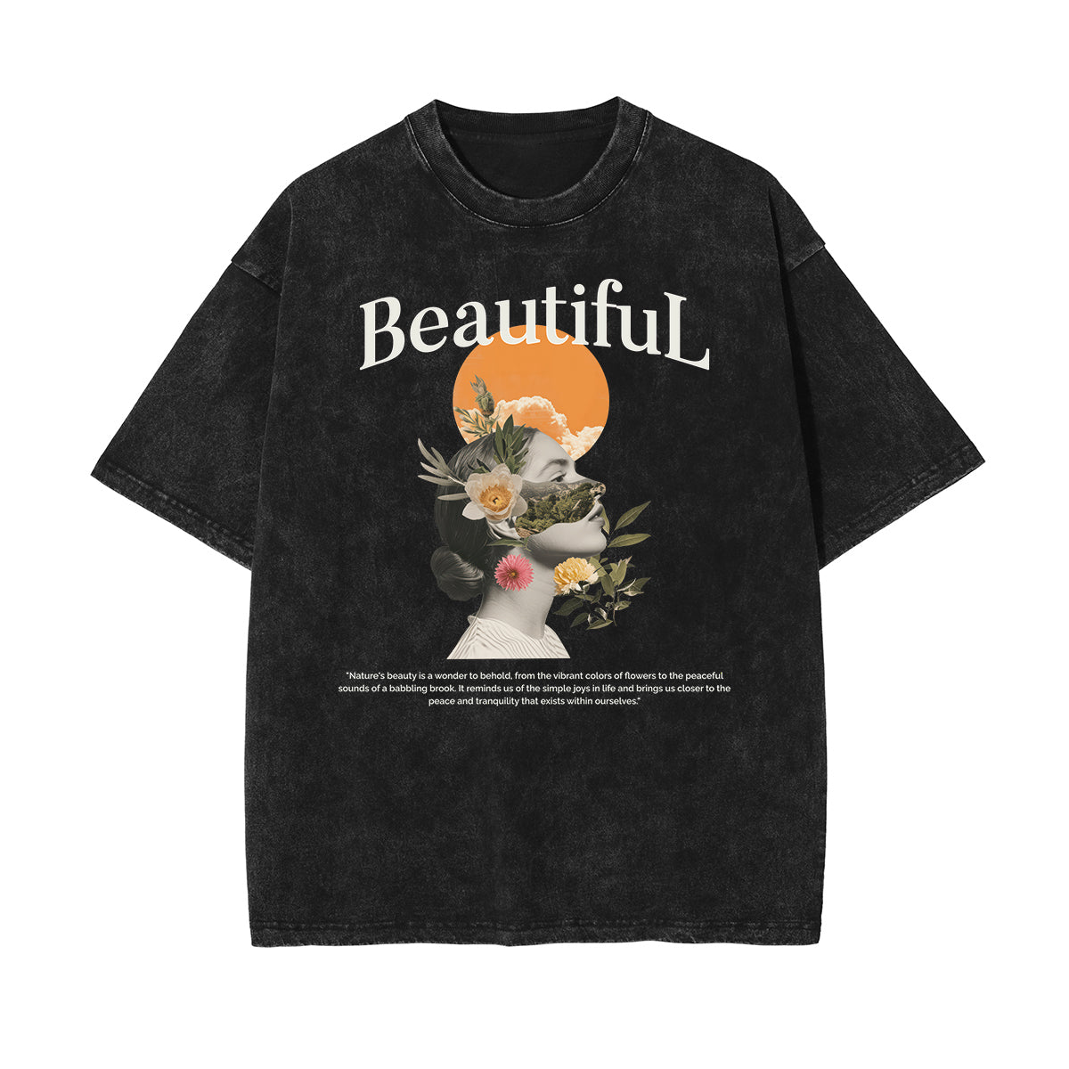Washed Faded Blossom Pattern Tee