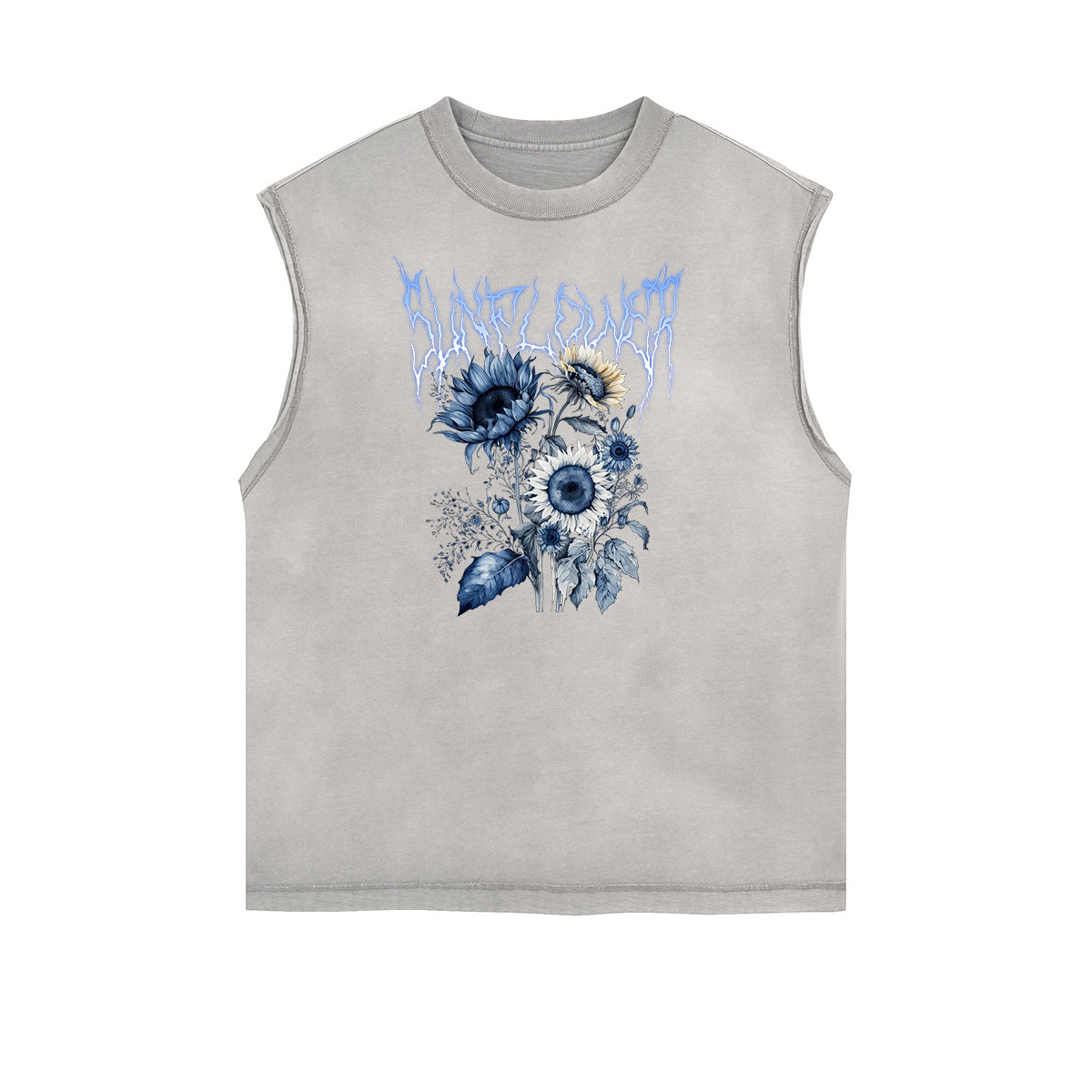 Distressed Sleeveless Blossom Graphic Tee