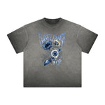 Camiseta con gráfico de flores descoloridas y gruesas