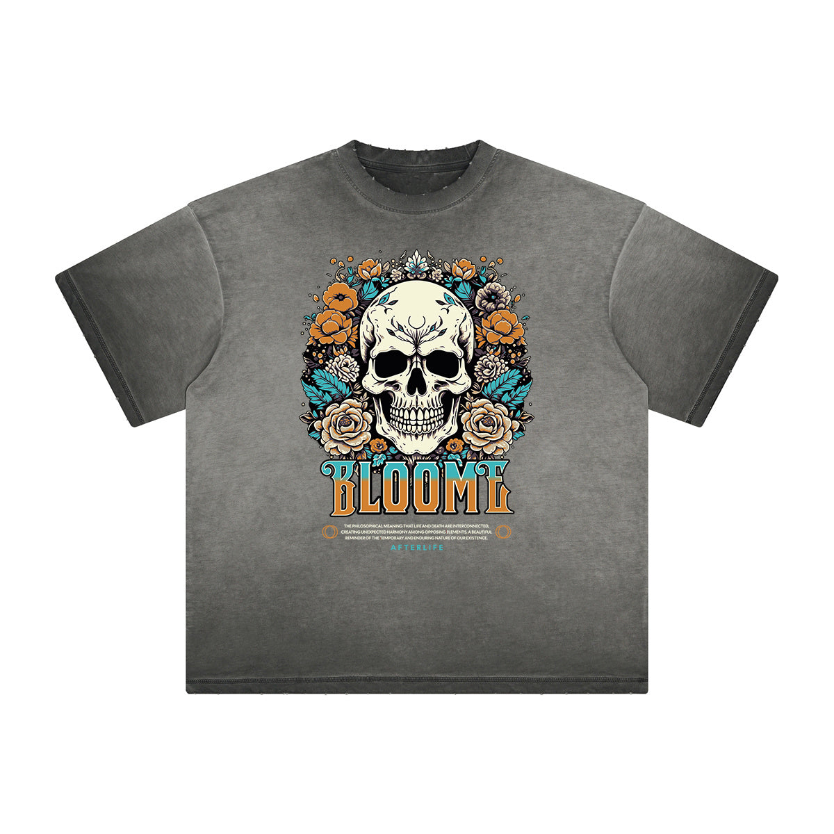 Camiseta con gráfico de flores descoloridas y gruesas