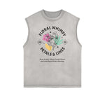 Distressed Sleeveless Blossom Graphic Tee