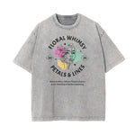 Camiseta con estampado de flores de algodón lavado