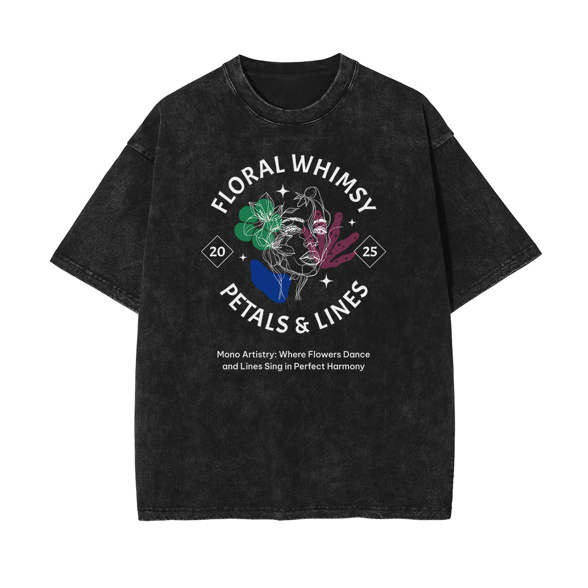 Washed Faded Blossom Pattern Tee