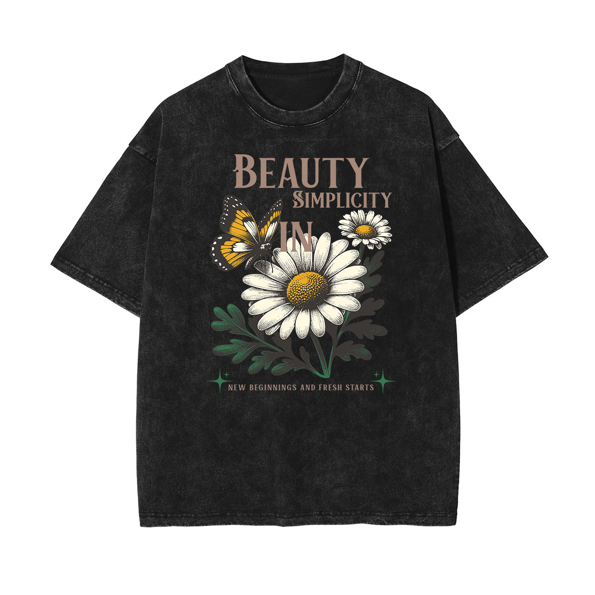 Washed Faded Blossom Pattern Tee