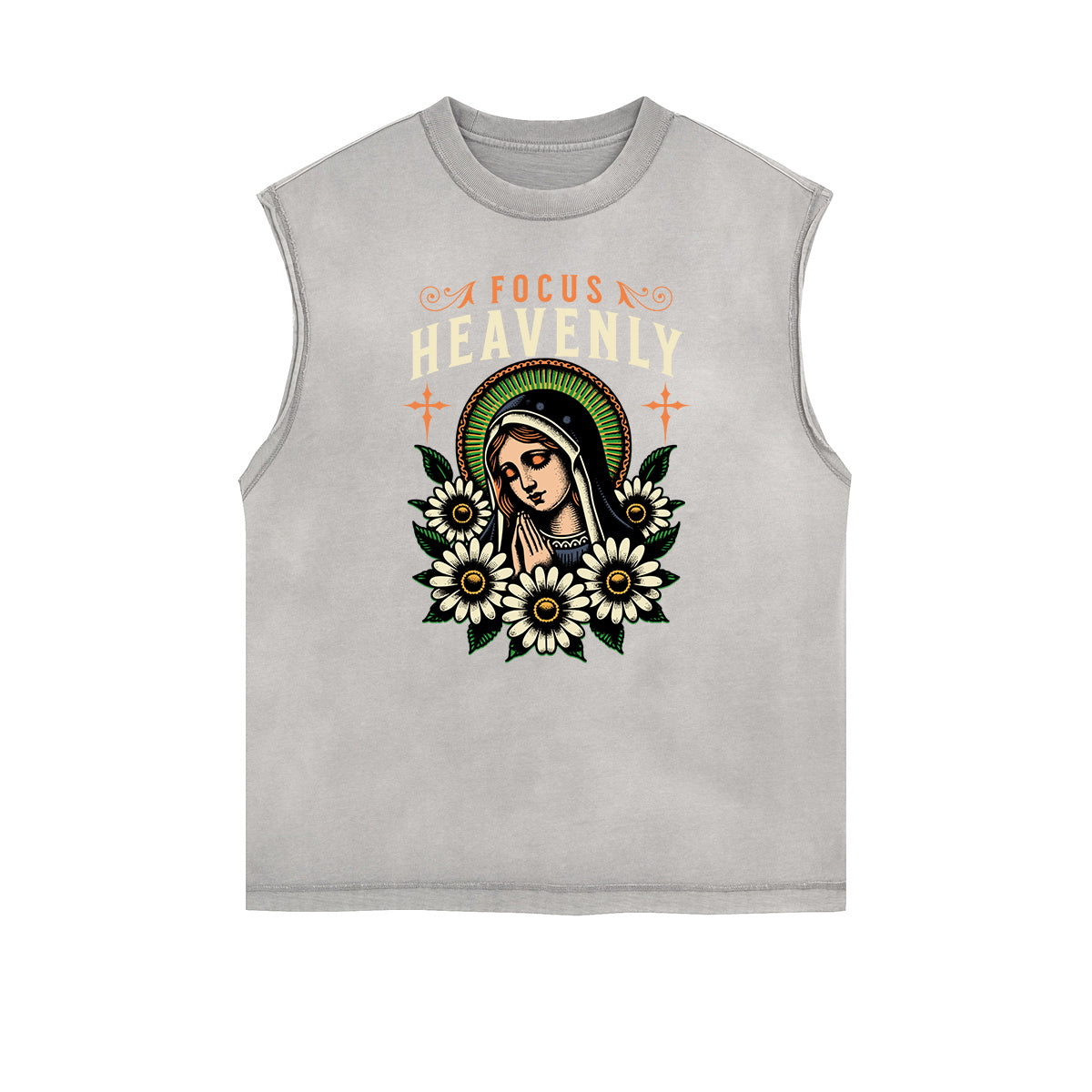 Distressed Sleeveless Blossom Graphic Tee