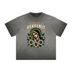 Camiseta con gráfico de flores descoloridas y gruesas