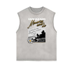 Distressed Sleeveless Blossom Graphic Tee