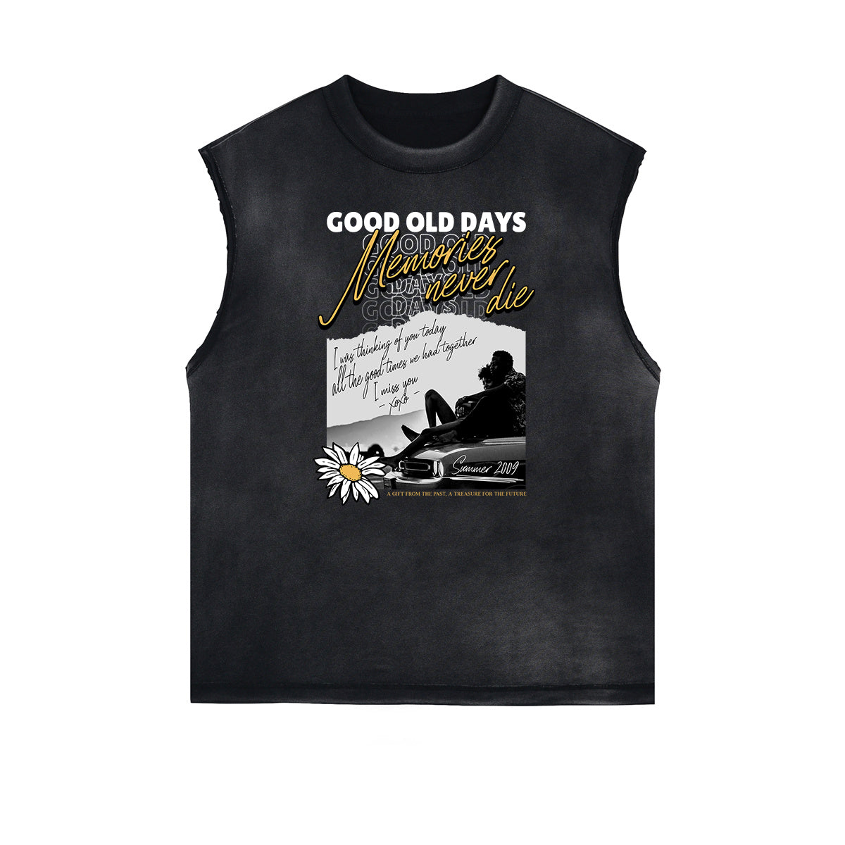 Frayed Edge Blossom Graphic Muscle Tank