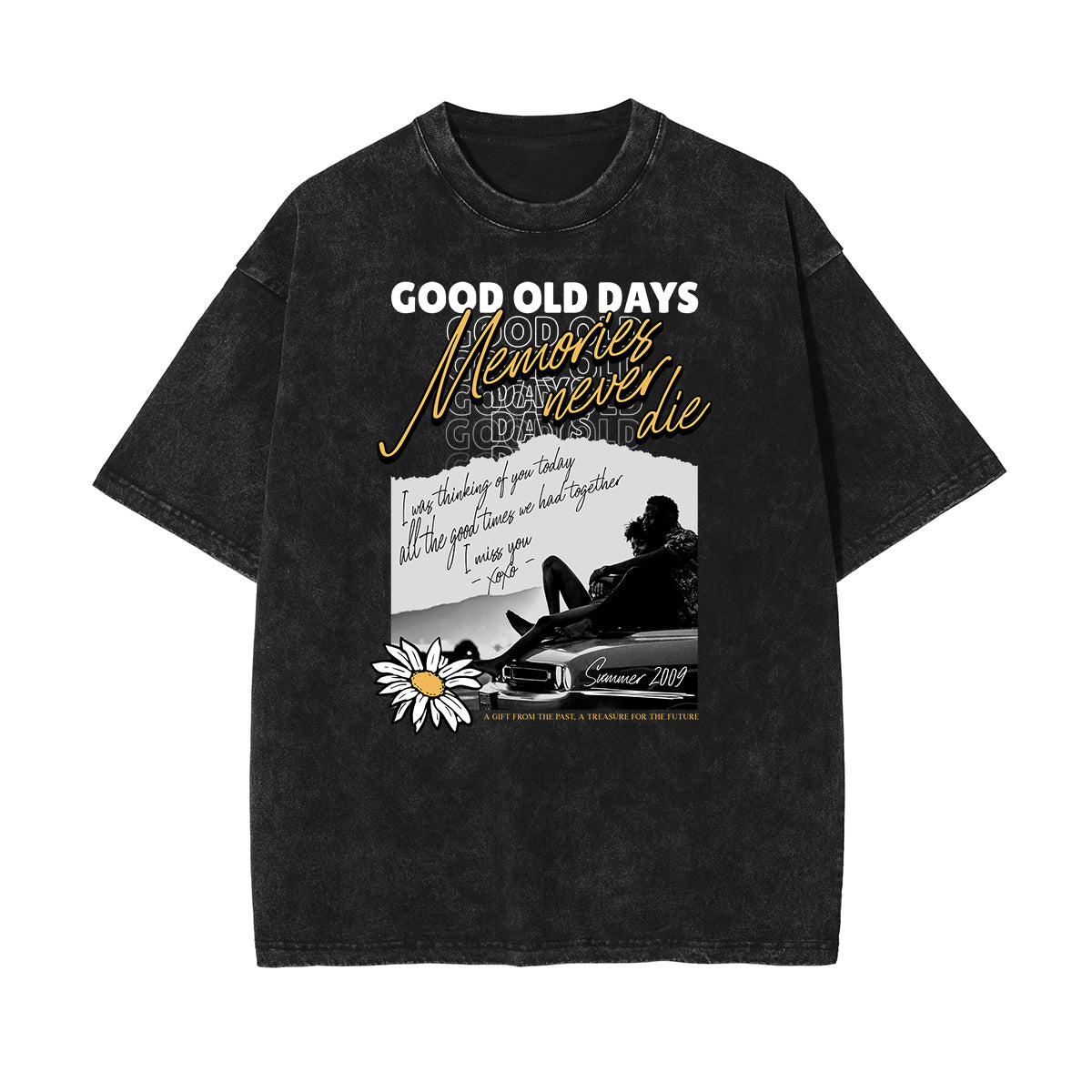 Washed Faded Blossom Pattern Tee