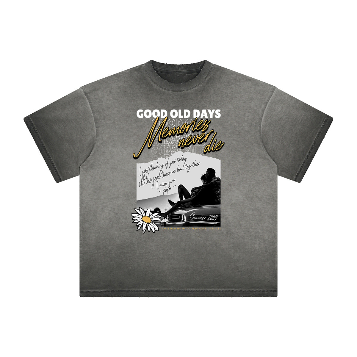 Camiseta con gráfico de flores descoloridas y gruesas