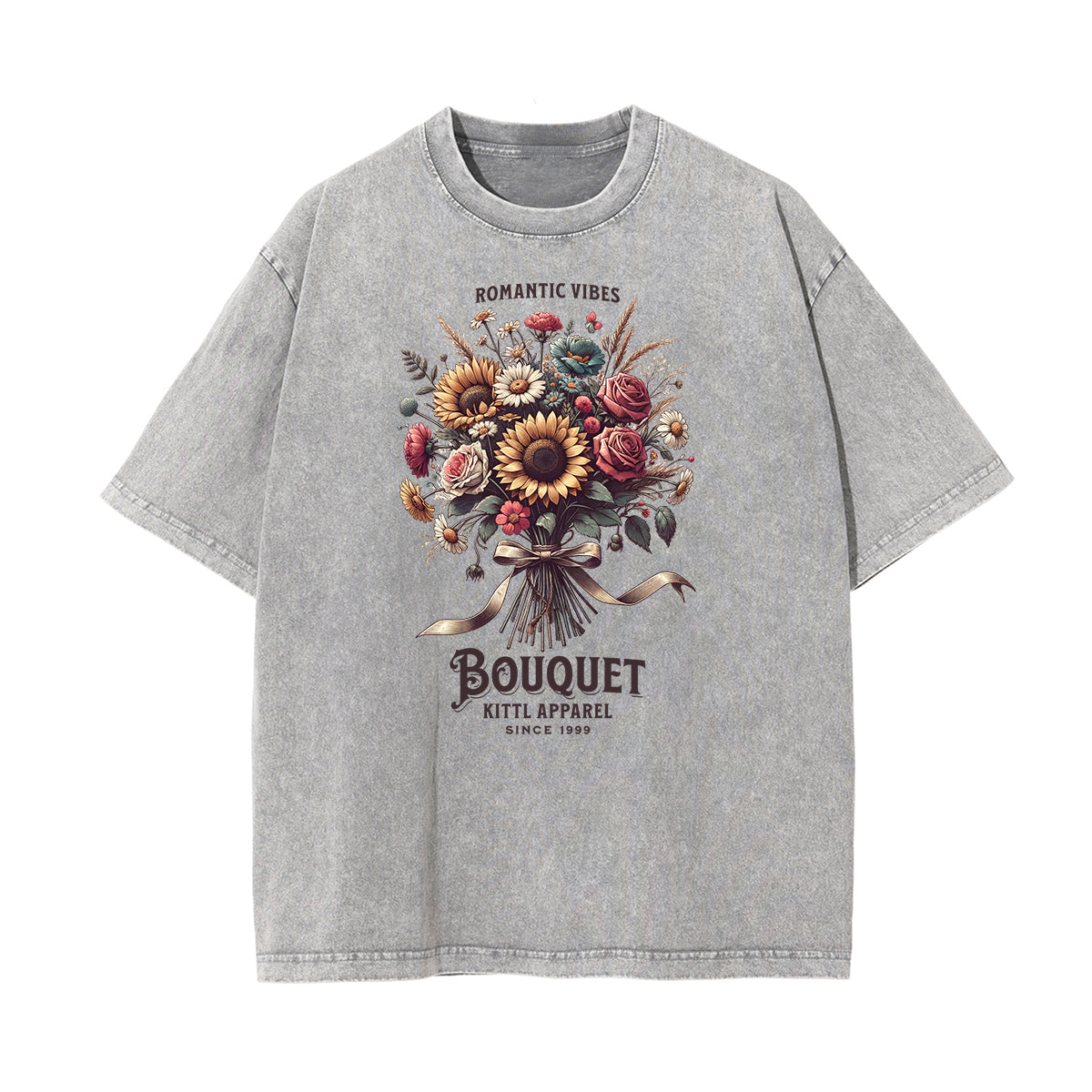 Camiseta con estampado de flores de algodón lavado