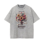 Camiseta con estampado de flores de algodón lavado