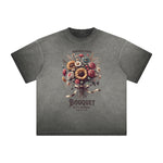 Camiseta con gráfico de flores descoloridas y gruesas