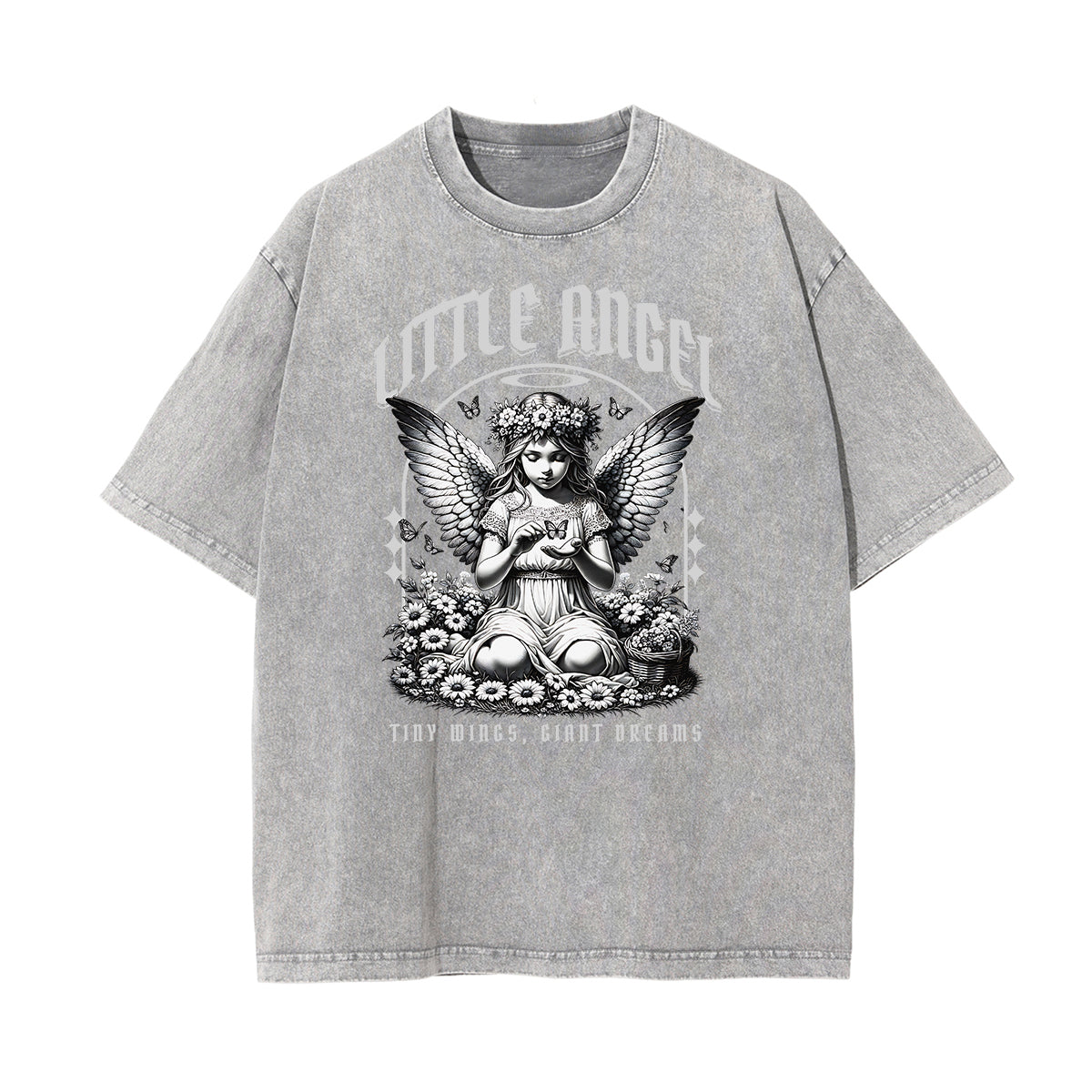 Camiseta con estampado de flores de algodón lavado