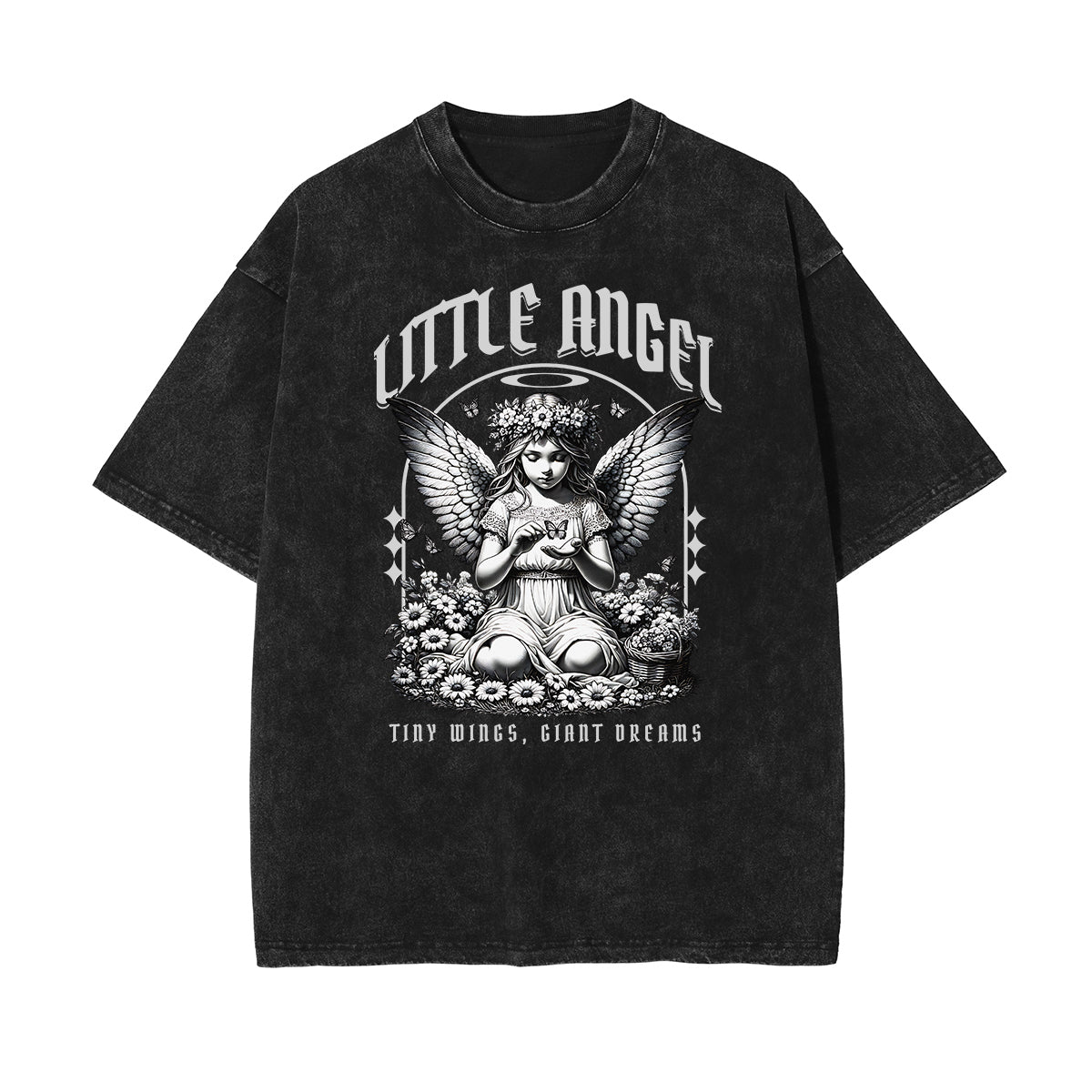 Washed Faded Blossom Pattern Tee