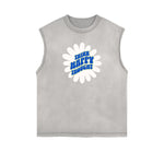 Distressed Sleeveless Blossom Graphic Tee