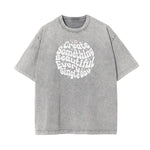Camiseta con estampado de flores de algodón lavado