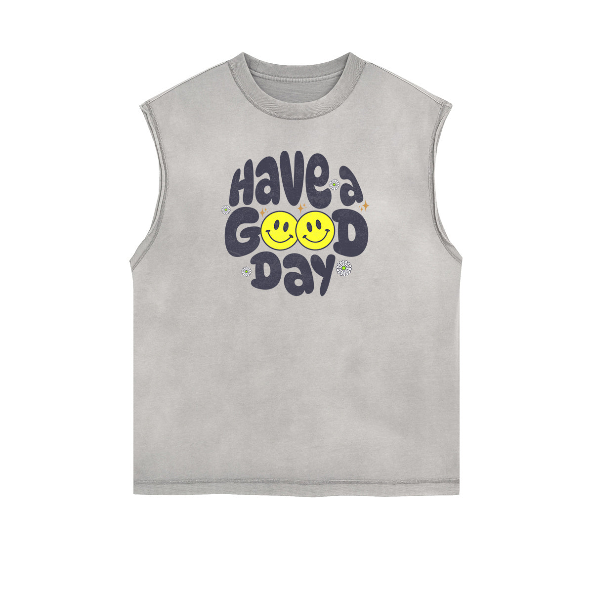 Distressed Sleeveless Blossom Graphic Tee