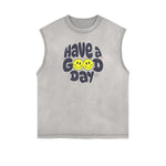 Distressed Sleeveless Blossom Graphic Tee